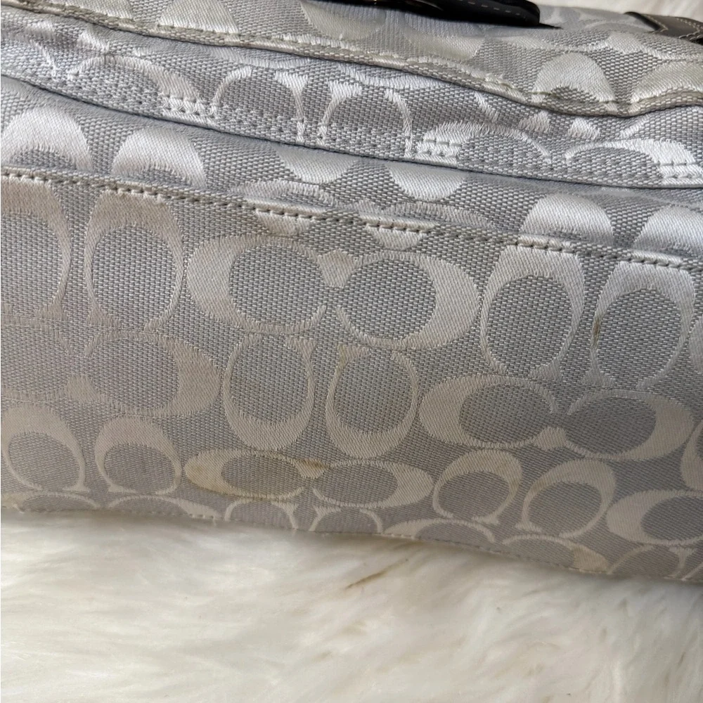 Coach Gray and Cream Shoulder Bag#F13977